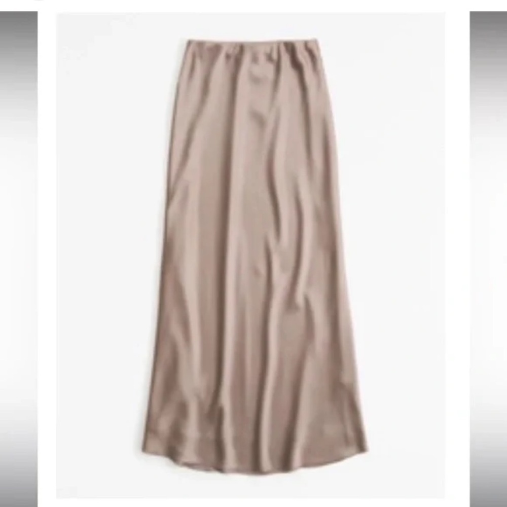 Abercrombie & Fitch Satin Maxi Skirt in Taupe